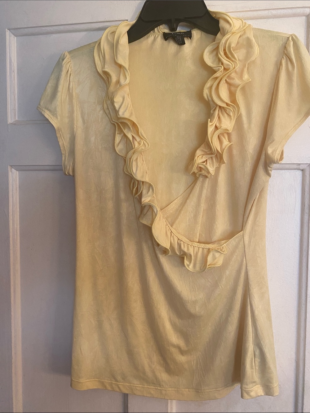 Bwear Pale Yellow Ruffle V-Neck Blouse